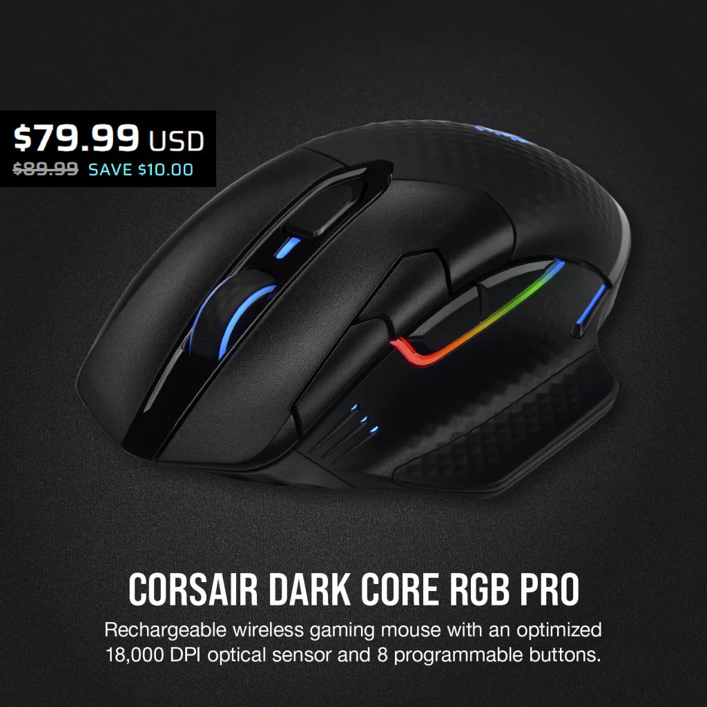 Corsair Dark Core RGB Pro Wireless: Ultimate Gaming Device.